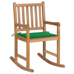 Rocking Chair Natural Teak, Green Cushion