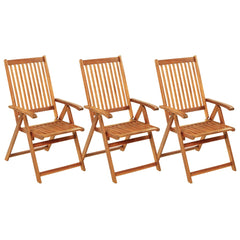 Garden Chair Set of 3 Red, Brown Solid Acacia Wood, 100% Polyester