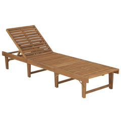 Patio Sun Lounger Brown Solid Acacia Wood 78.7 inch length