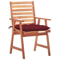 Patio Chair Set of 2 Wine red cushion, natural wood