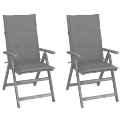 Patio Reclining Chairs 2 pcs with Cushions Solid Acacia Wood
