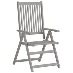 Garden Chair Set of 3 Grey Solid Acacia wood Medium Foldable