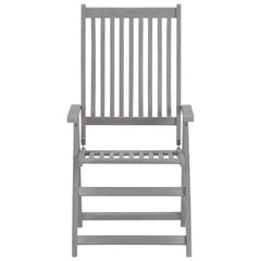 Garden Chair Set of 3 Grey Solid Acacia wood Medium Foldable