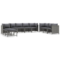 Garden Lounge Set Grey, Anthracite PE (polyethylene) rattan