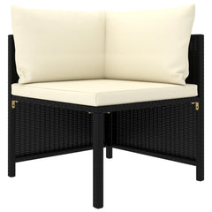 Garden Lounge Set Black, Cream white
