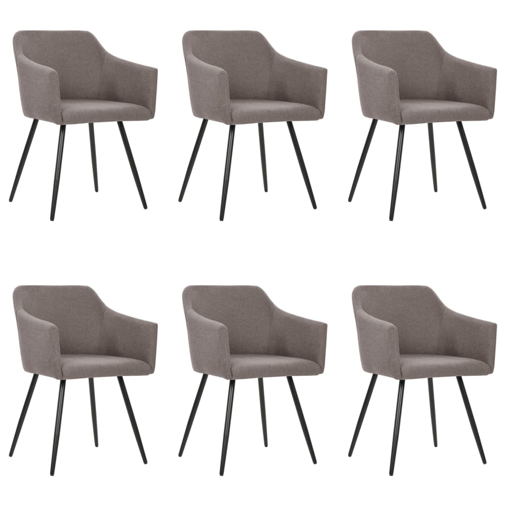 Dining Chair Set of 6 Taupe Polyester fabric, Metal Standard