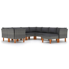 Garden Lounge Set Grey PE rattan Large Modular