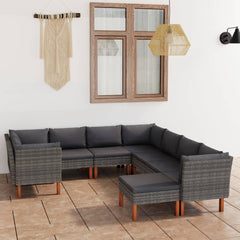 Garden Lounge Set Grey PE rattan Large Modular