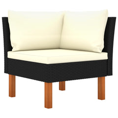 Garden Lounge Set Black PE Rattan Medium Removable Covers