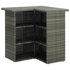Garden Bar Set Grey Poly rattan, powder-coated steel, 100% polyester