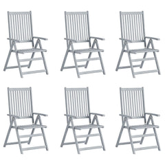 Garden Chair Set of 6 Grey Solid Acacia wood Standard size