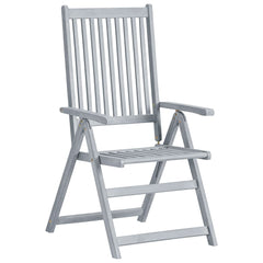Garden Chair Set of 6 Grey Solid Acacia wood Standard size