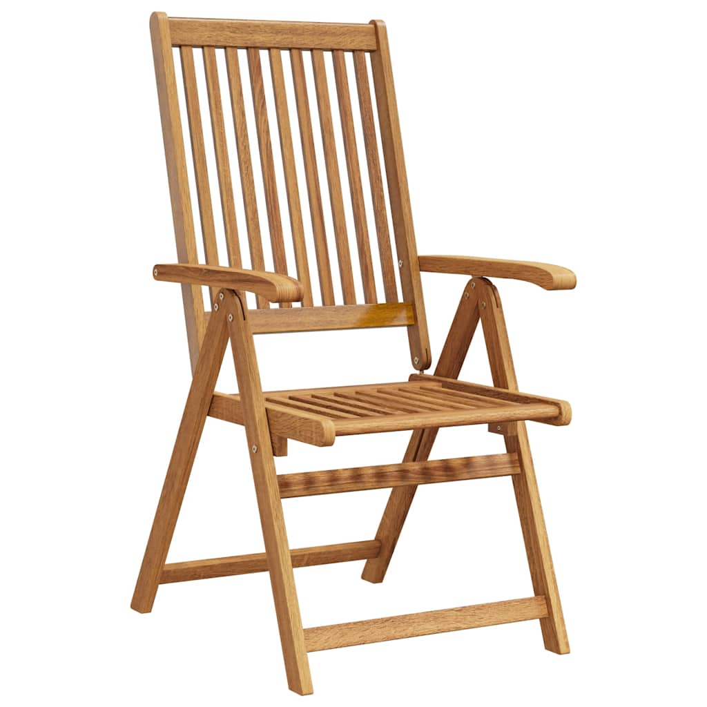 Garden Chair Set of 4 Natural Brown Solid acacia wood Medium