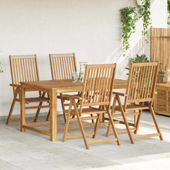 Garden Chair Set of 4 Natural Brown Solid acacia wood Medium
