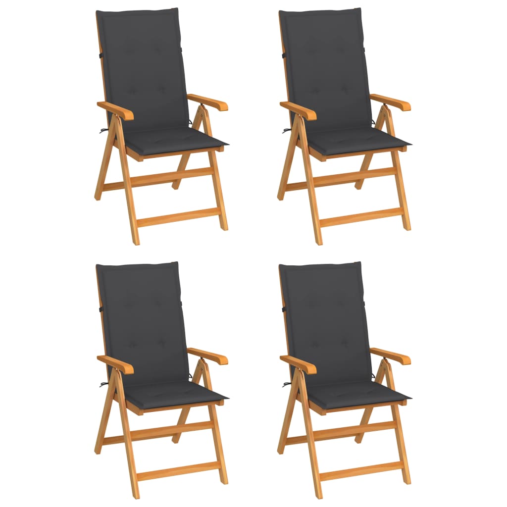Garden Chair Set of 4 Wooden Teak wood with polyester cushions