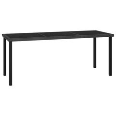 Dining Set Black Poly rattan, powder-coated steel, glass Medium