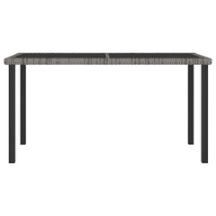 Dining Set Grey and Black Poly rattan, powder-coated steel Medium