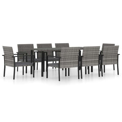 Dining Set Grey Poly rattan Large Durable Dining Set