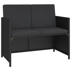 Patio Dining Set Set of 6 Black Poly Rattan 6-Piece Set