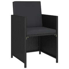 Patio Dining Set Set of 6 Black Poly Rattan 6-Piece Set