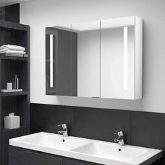 Bathroom Cabinet Shining White MDF with melamine finish, glass mirror