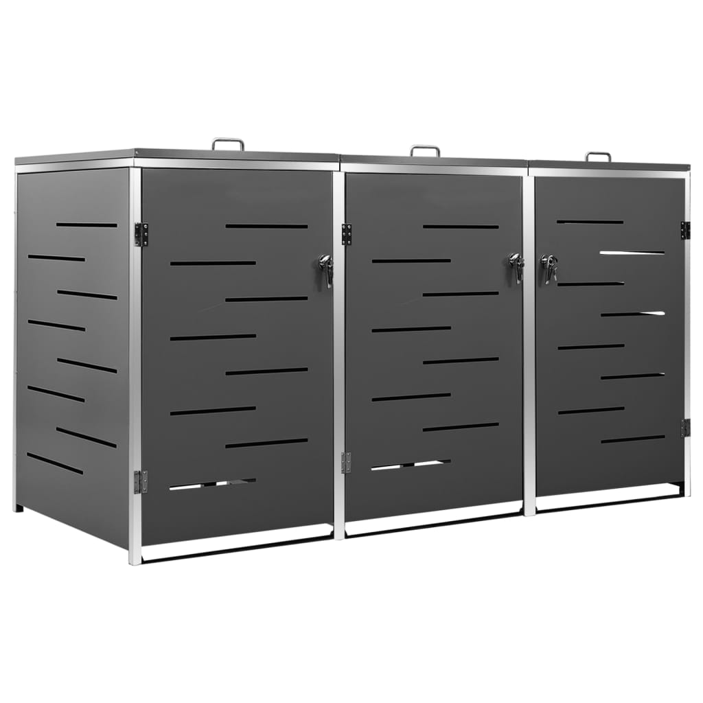Triple Wheelie Bin Shed 81.5x30.5x44.3 Stainless Steel