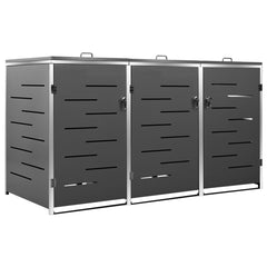 Triple Wheelie Bin Shed 81.5x30.5x44.3 Stainless Steel