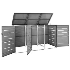 Triple Wheelie Bin Shed 81.5x30.5x44.3 Stainless Steel