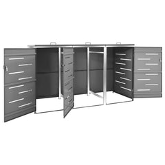 Triple Wheelie Bin Shed 81.5x30.5x44.3 Stainless Steel