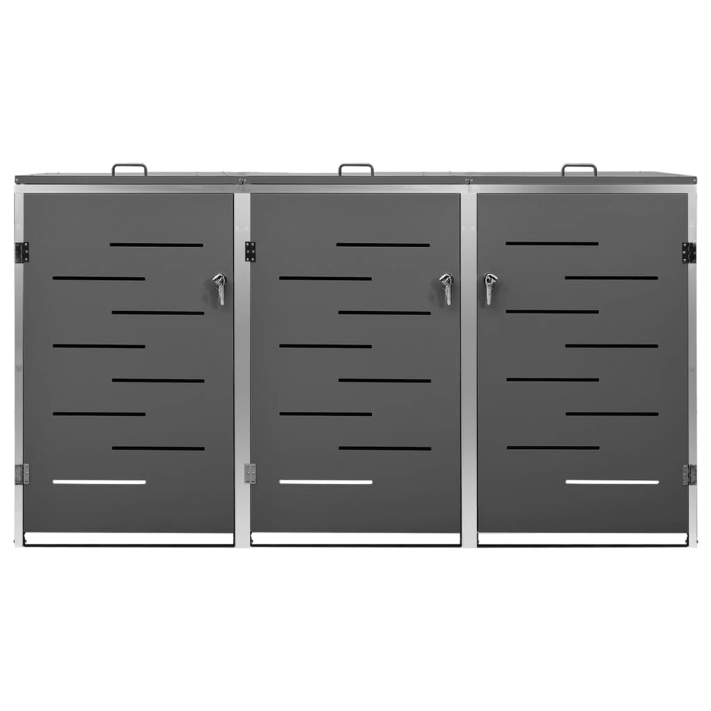 Triple Wheelie Bin Shed 81.5x30.5x44.3 Stainless Steel
