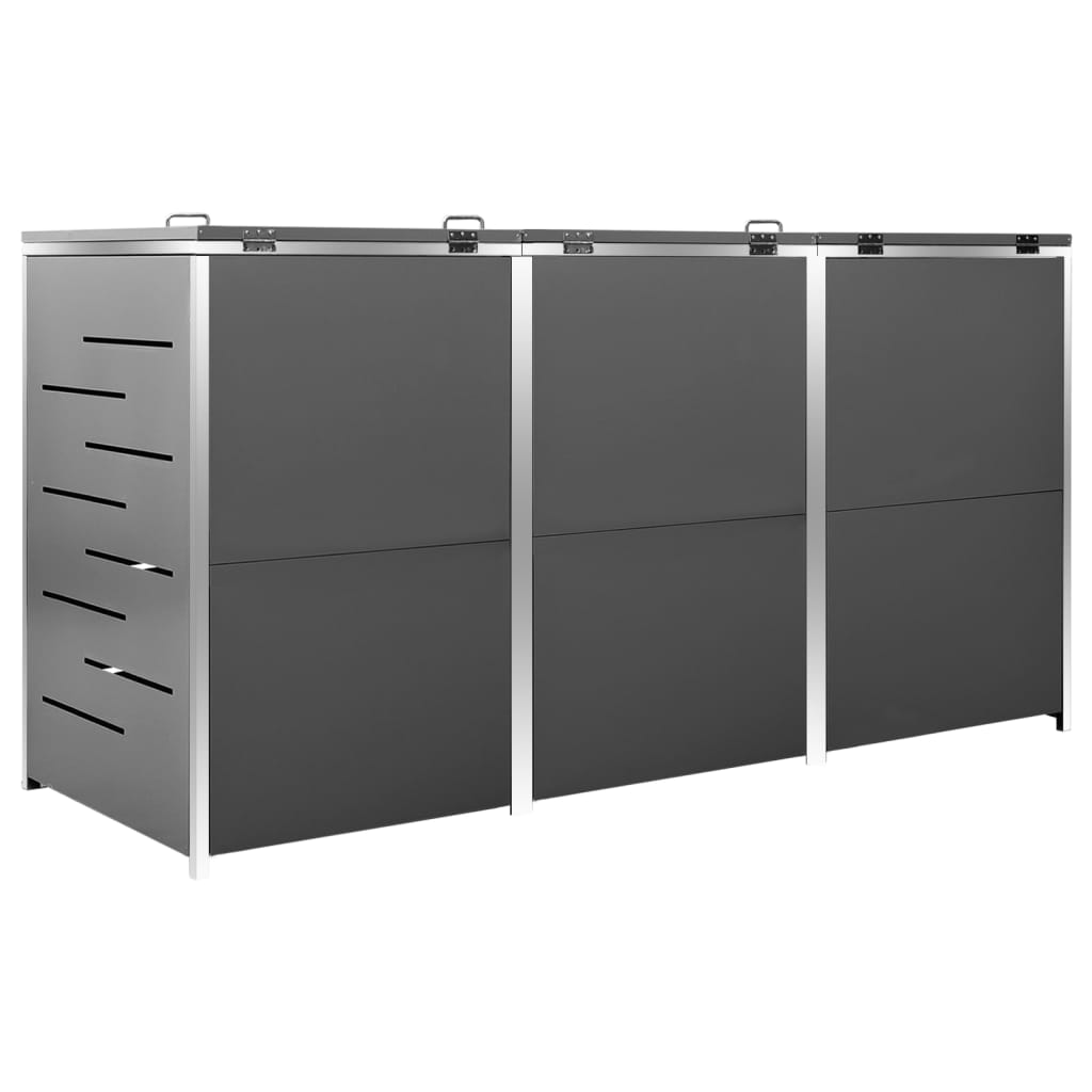 Triple Wheelie Bin Shed 81.5x30.5x44.3 Stainless Steel
