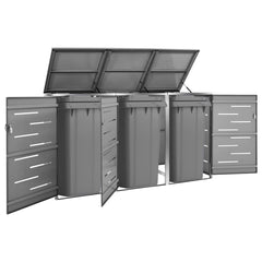 Triple Wheelie Bin Shed 81.5x30.5x44.3 Stainless Steel