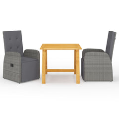 Dining Set Grey Solid Acacia wood Medium Adjustable Footrests
