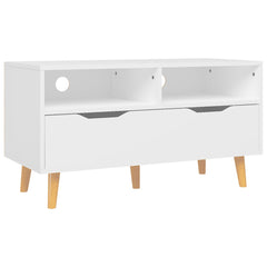 TV Cabinet White Engineered Wood Compact TV Cabinet Rectangular