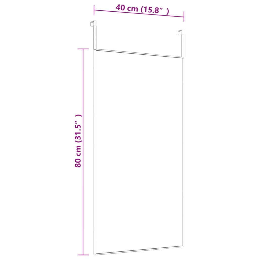 Door Mirror Black 15.7x31.5 Glass and Aluminum