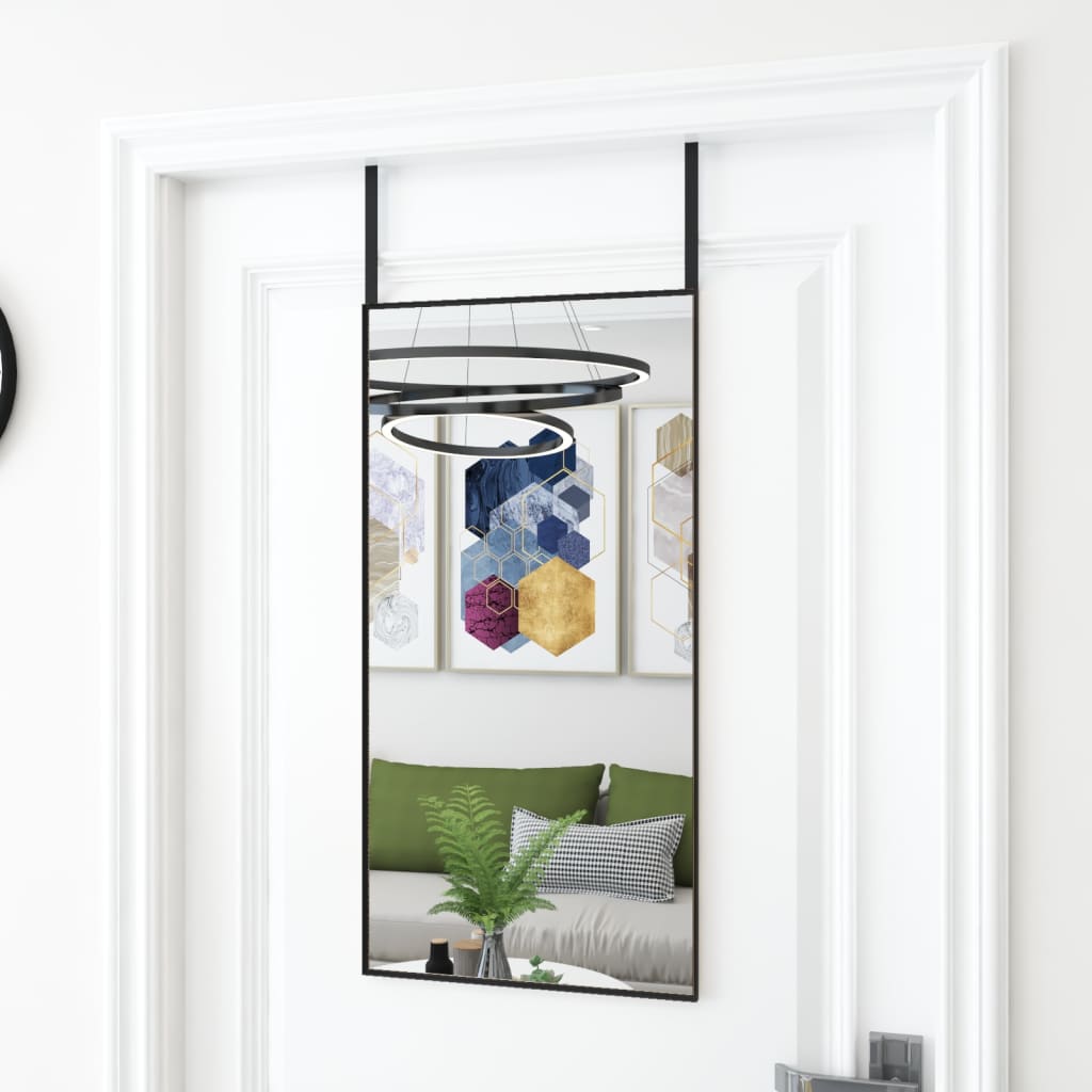 Door Mirror Black 15.7x31.5 Glass and Aluminum