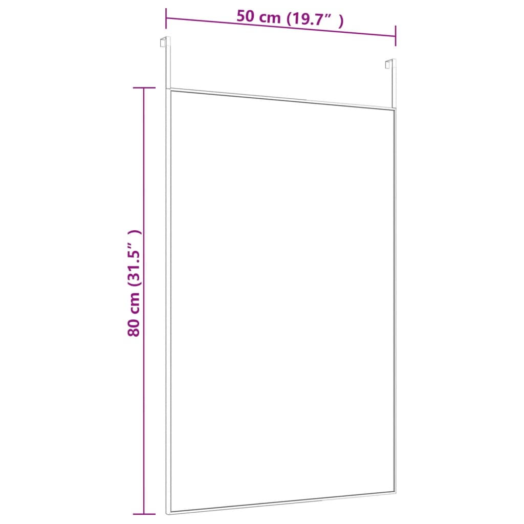Door Mirror Black 19.7x31.5 Glass and Aluminum