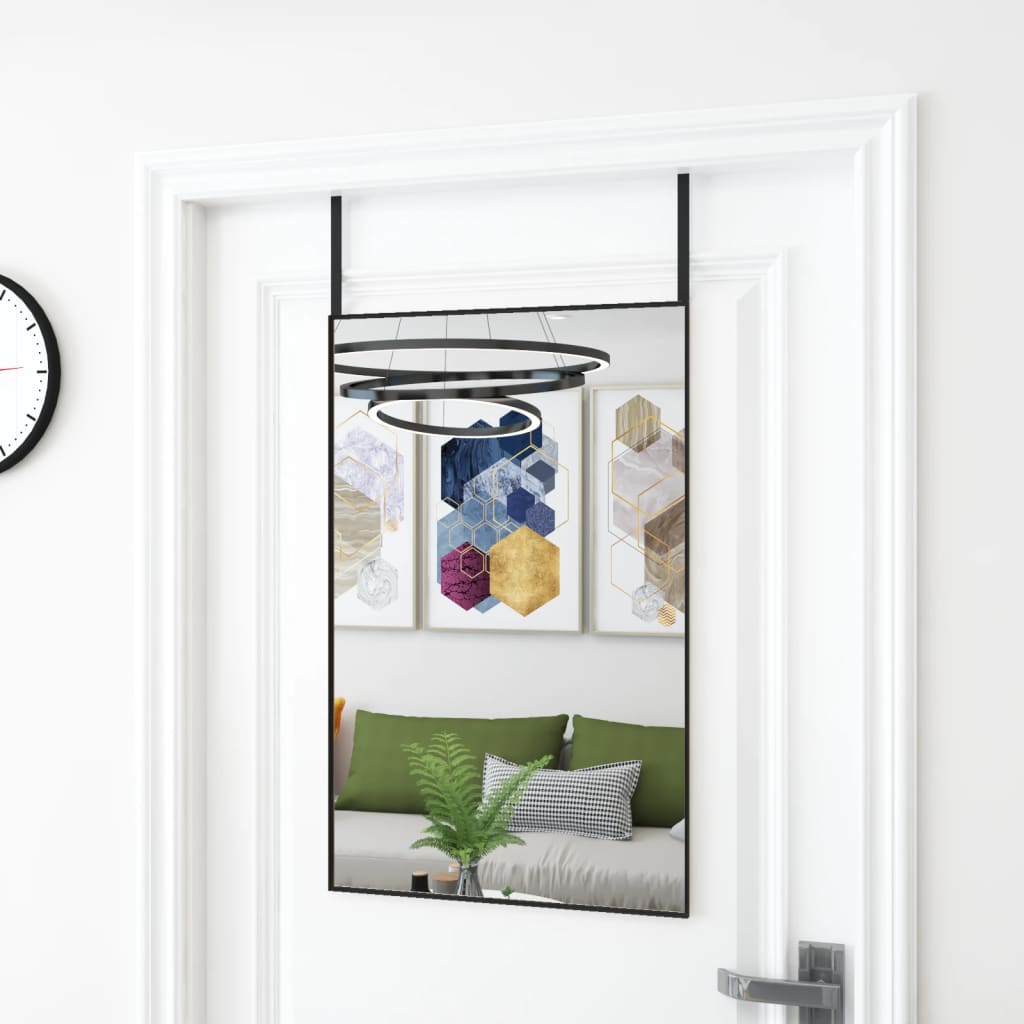 Door Mirror Black 19.7x31.5 Glass and Aluminum