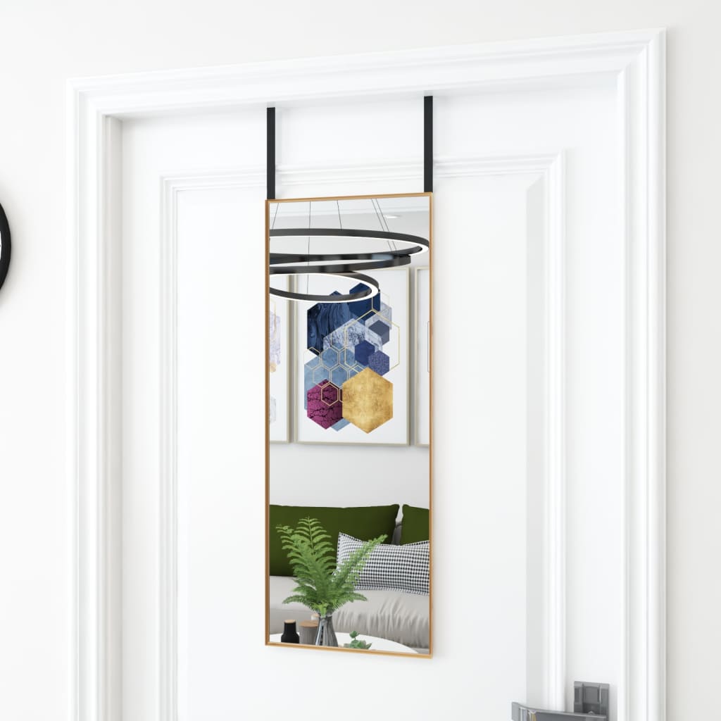 Door Mirror Gold 11.8x31.5 Glass and Aluminum