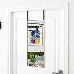 Door Mirror Gold 11.8x31.5 Glass and Aluminum