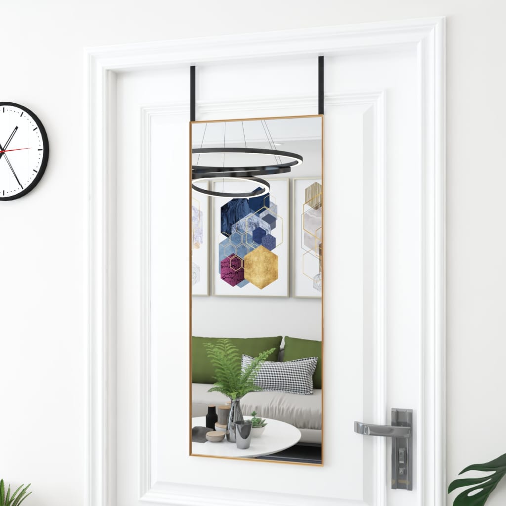Door Mirror Gold 15.7x39.4 Glass and Aluminum