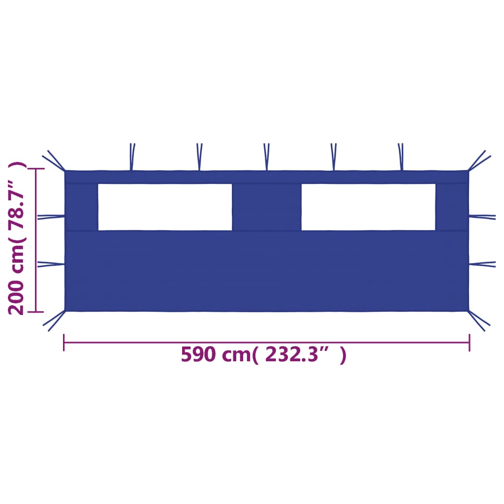 Gazebo Sidewall with Windows 19.7'x6.6' Blue