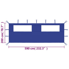 Gazebo Sidewall with Windows 19.7'x6.6' Blue