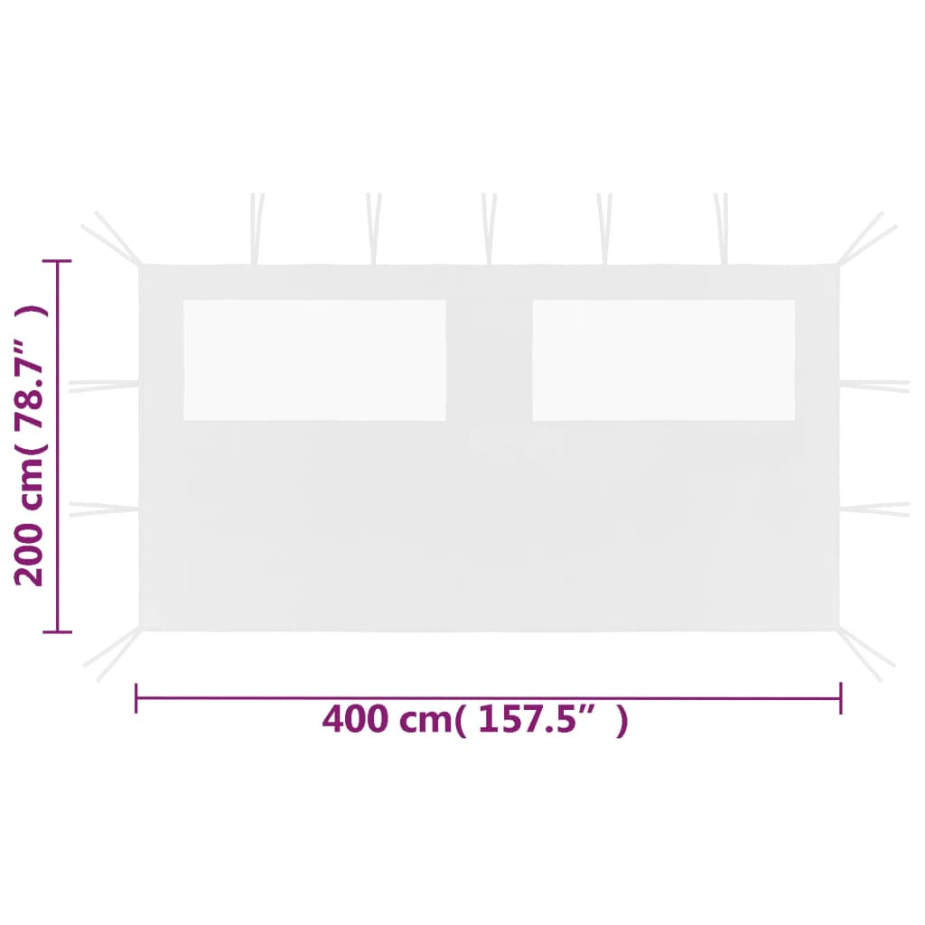 Gazebo Sidewall with Windows 13.1'x6.6' White