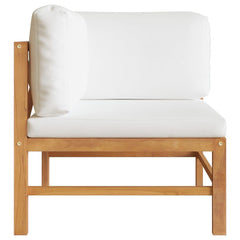 Outdoor Bench Cream Solid Teak Wood, 100% Polyester
