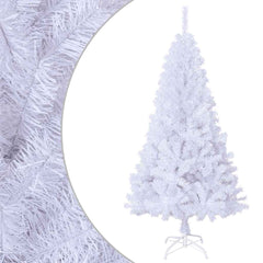 4 ft white artificial Christmas tree with thick PVC branches and a metal stand.