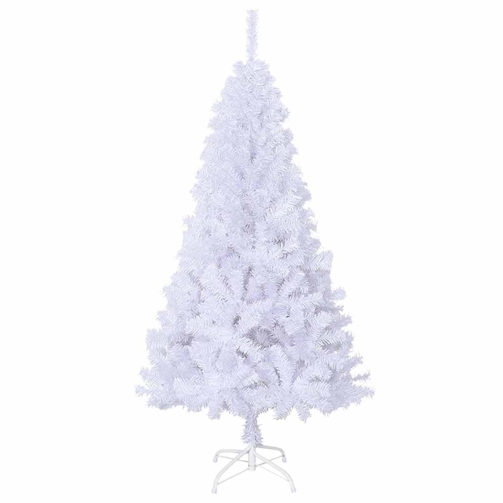A 4 ft white artificial Christmas tree with thick PVC branches and a sturdy stand.