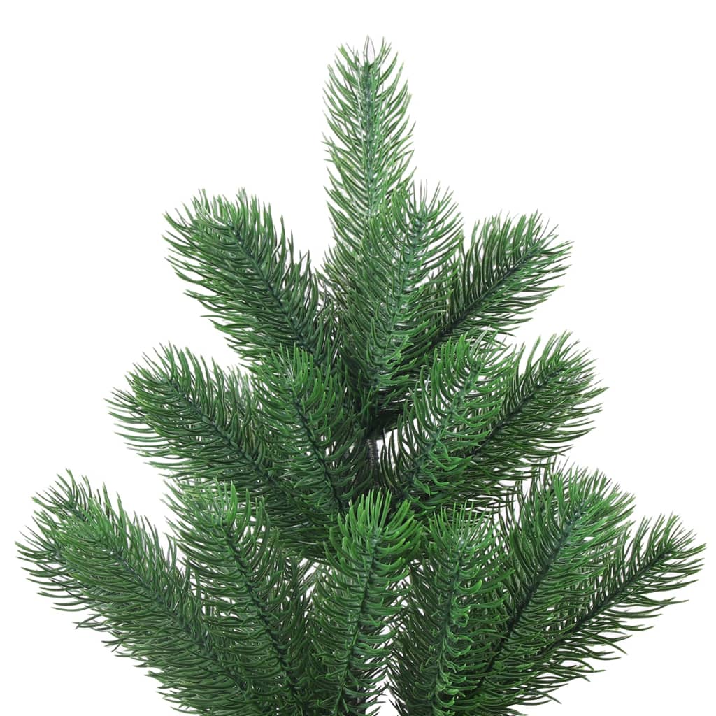 7ft green Nordmann fir artificial Christmas tree with lifelike tips and a sturdy steel stand.