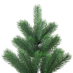 7ft green Nordmann fir artificial Christmas tree with lifelike tips and a sturdy steel stand.