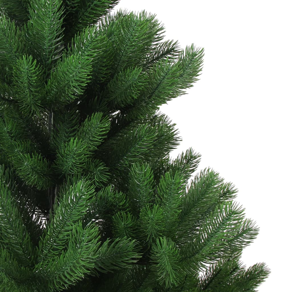 7ft green artificial Christmas tree with realistic PE branches and symmetrical shape.